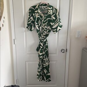 H&M Green and White Dress